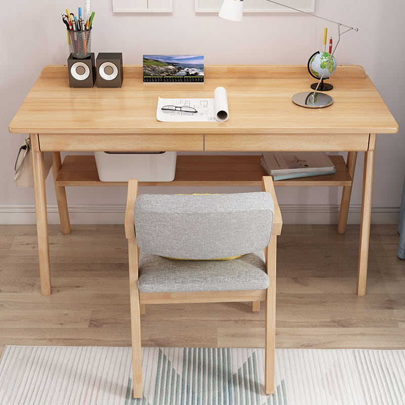 2 Drawers Task Desk Rectangular Shaped Office Desk in Natural/White/Brown