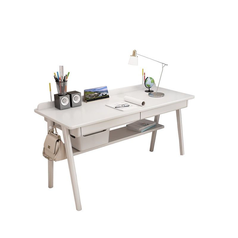 2 Drawers Task Desk Rectangular Shaped Office Desk in Natural/White/Brown