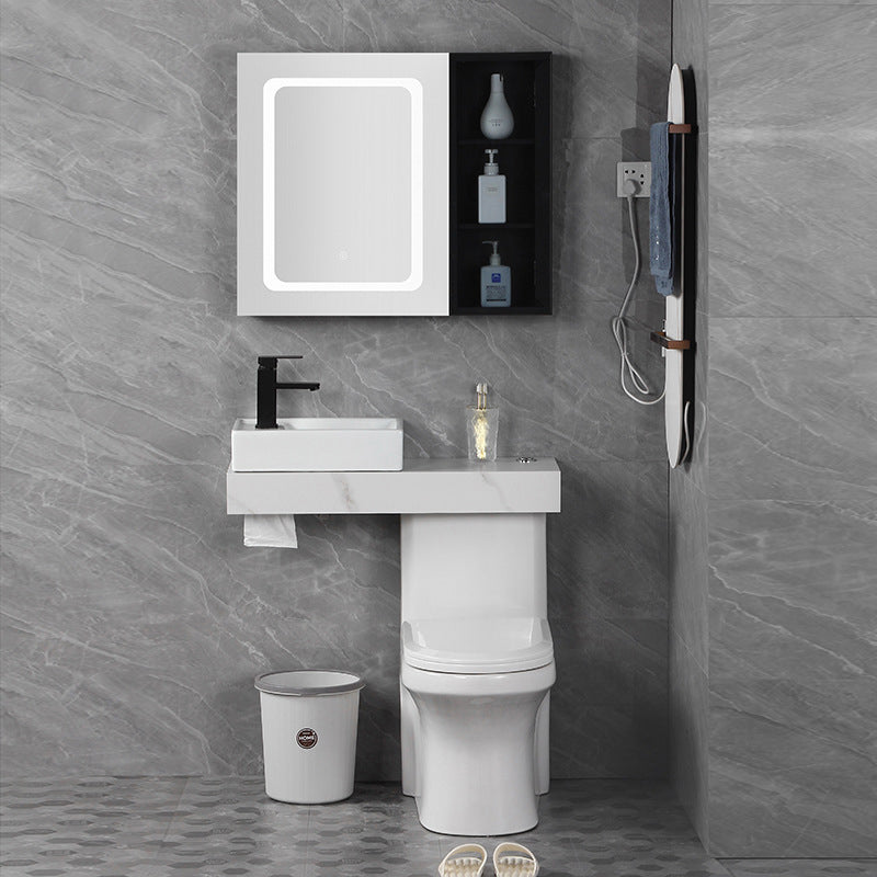 Contemporary Ceramic Flush Toilet Floor Mounted White Urine Toilet with Seat for Washroom