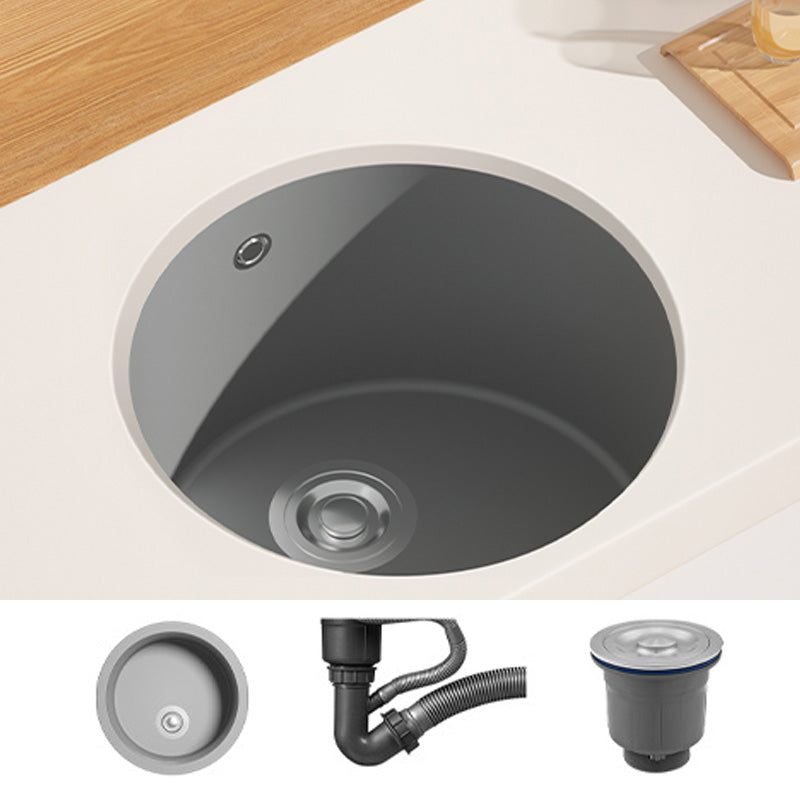 Quartz Kitchen Sink Round Single Bowl Kitchen Sink with Drain Assembly