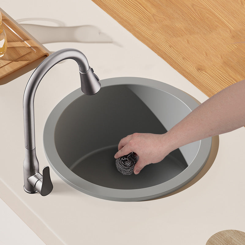 Quartz Kitchen Sink Round Single Bowl Kitchen Sink with Drain Assembly