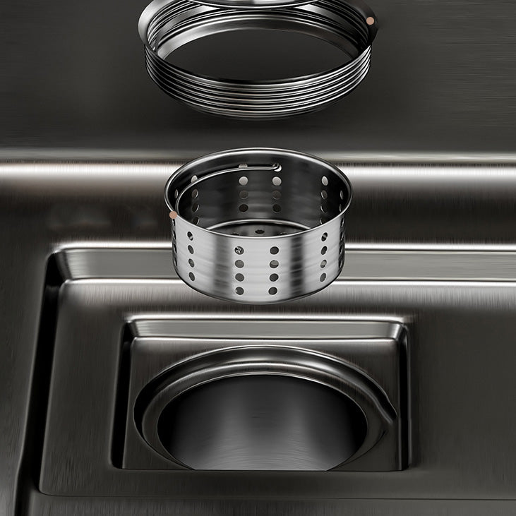 Single Bowl Kitchen Sink Black Stainless Steel Top Mount 3 Holes Sink with Strainer