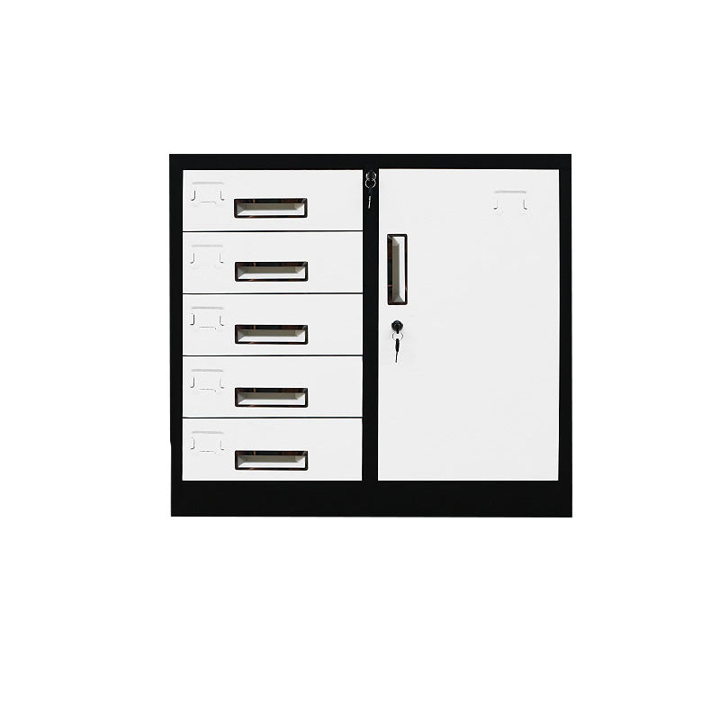 Contemporary File Cabinet Metal Frame Fire-Resistant Key Lock Lateral File Cabinet Office