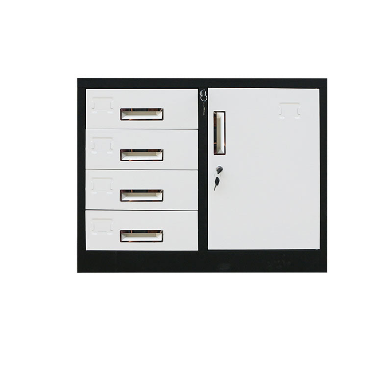 Contemporary File Cabinet Metal Frame Fire-Resistant Key Lock Lateral File Cabinet Office