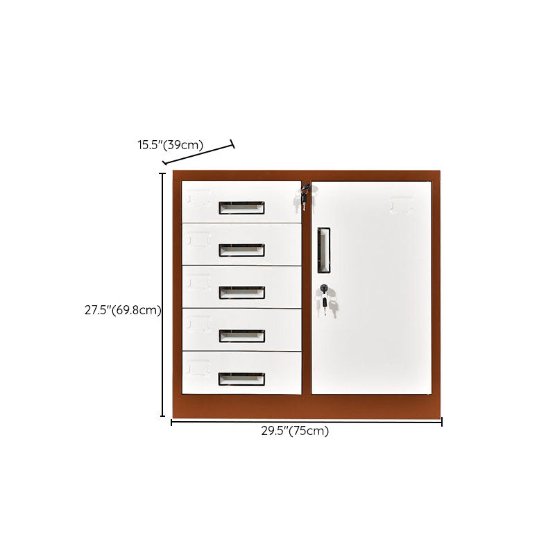 Contemporary File Cabinet Metal Frame Fire-Resistant Key Lock Lateral File Cabinet Office