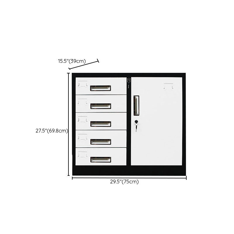 Contemporary File Cabinet Metal Frame Fire-Resistant Key Lock Lateral File Cabinet Office