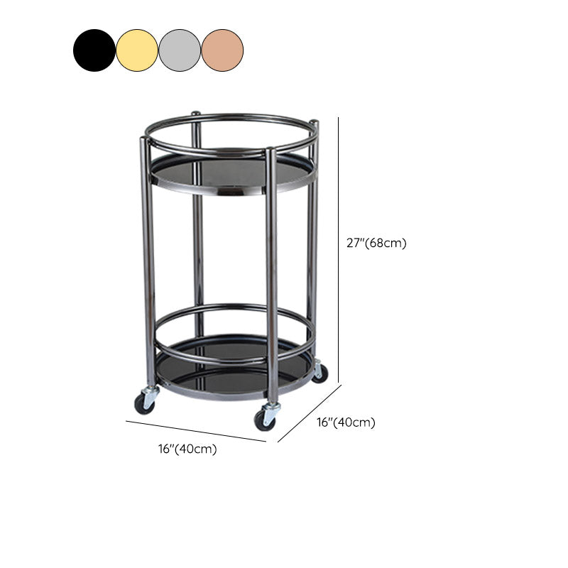 Modern Open Storage Prep Table Round Home Dining Kitchen Trolley