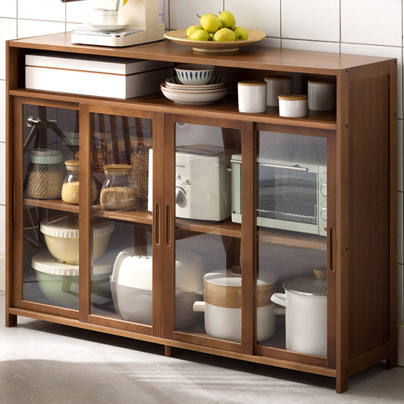 Modern Sliding Doors Dining Server Wood Sideboard with Open Storage