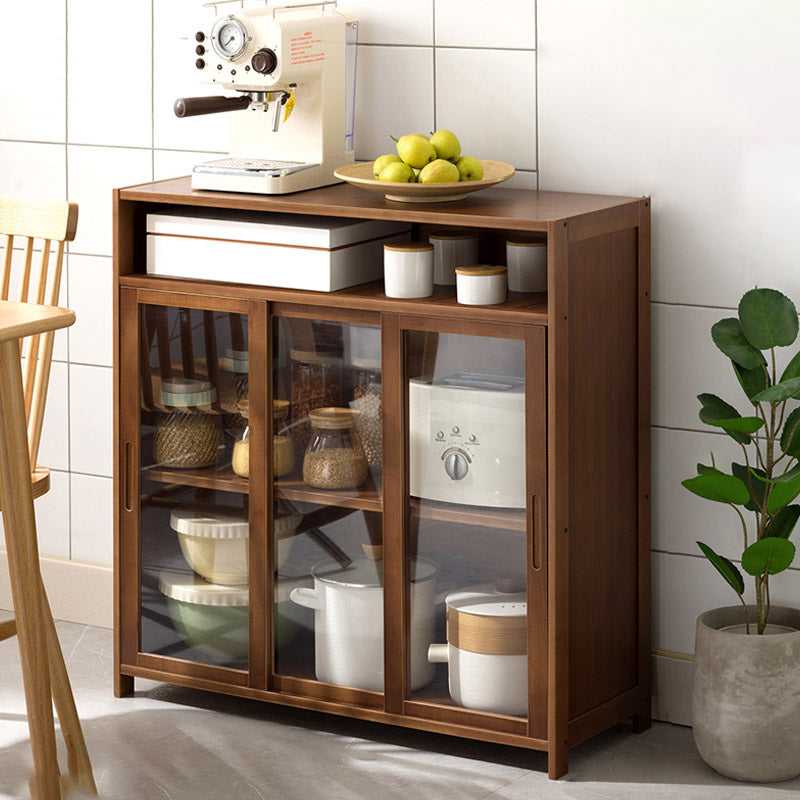 Modern Sliding Doors Dining Server Wood Sideboard with Open Storage