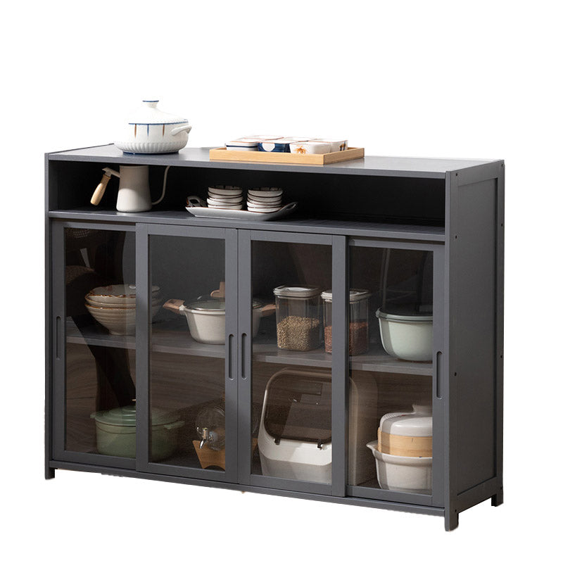 Modern Sliding Doors Dining Server Wood Sideboard with Open Storage