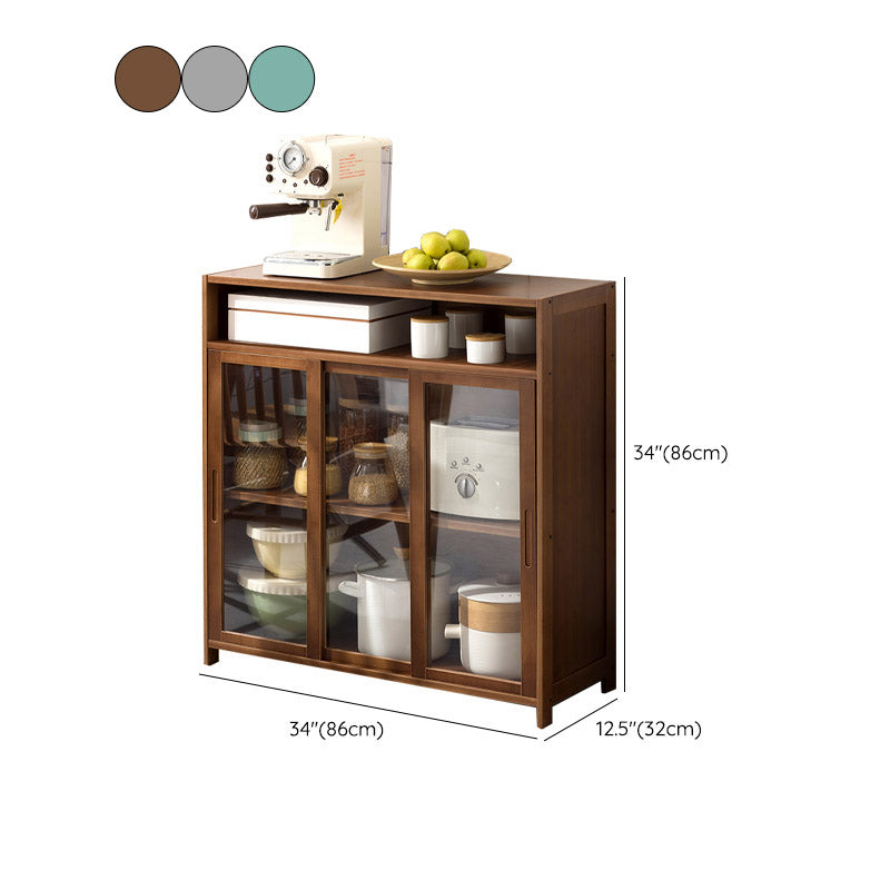 Modern Sliding Doors Dining Server Wood Sideboard with Open Storage