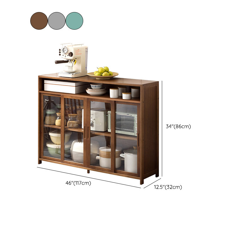 Modern Sliding Doors Dining Server Wood Sideboard with Open Storage