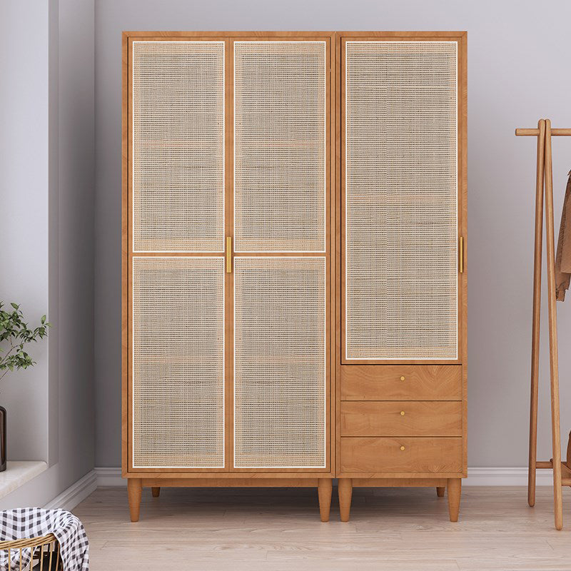 Contemporary Freestanding Wardrobe Armoire Solid Wood Wardrobe with Legs