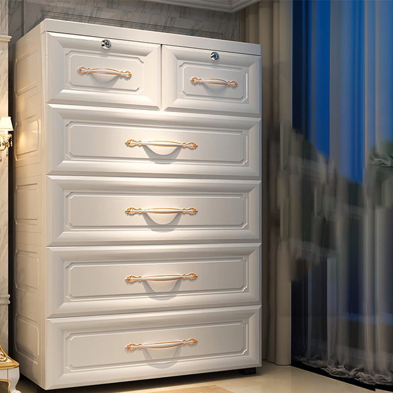 Contemporary Wardrobe Armoire with Drawer Plastic Bedroom Armoire