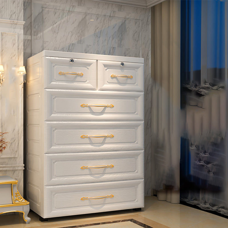 Contemporary Wardrobe Armoire with Drawer Plastic Bedroom Armoire