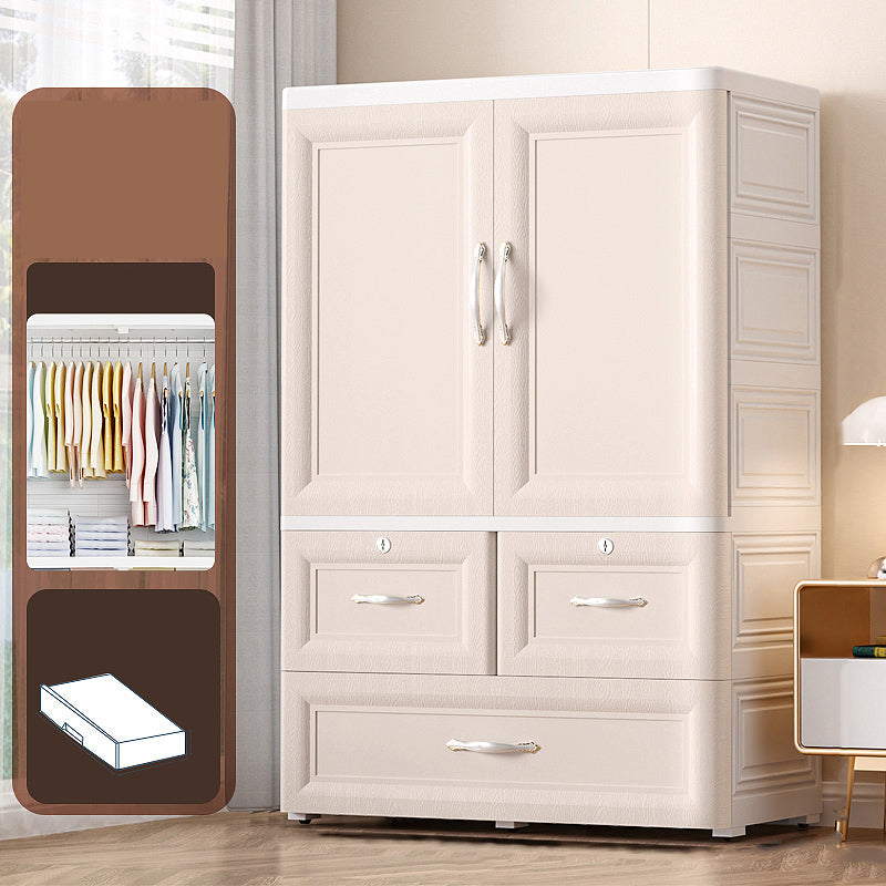 Plastic Kid's Wardrobe Modern Style Armoire Cabinet with Wheels