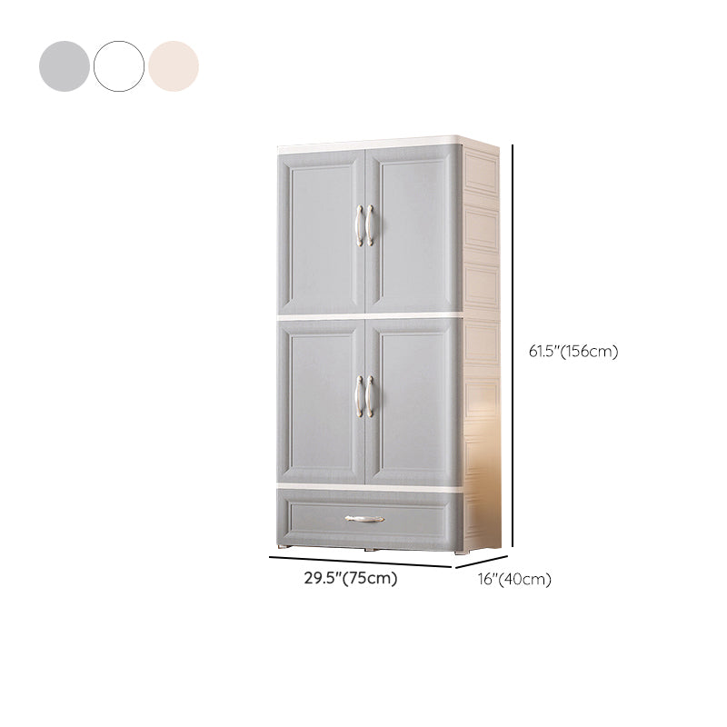 Plastic Kid's Wardrobe Modern Style Armoire Cabinet with Wheels