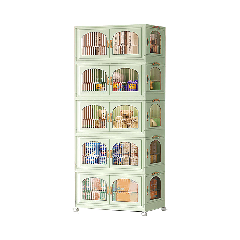 Plastic Collapsible Kid's Wardrobe 5-Door Armoire Cabinet for Bedroom