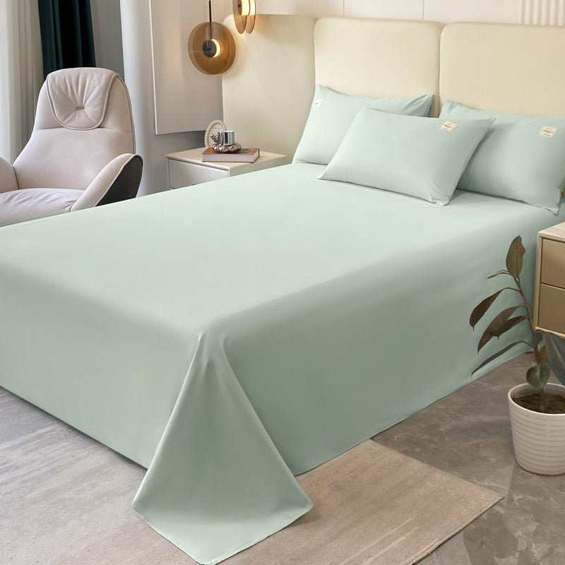 Solid Color Bed Sheet Set 100 Cotton Breathable Bed Sheet Set with Wrinkle Resistant