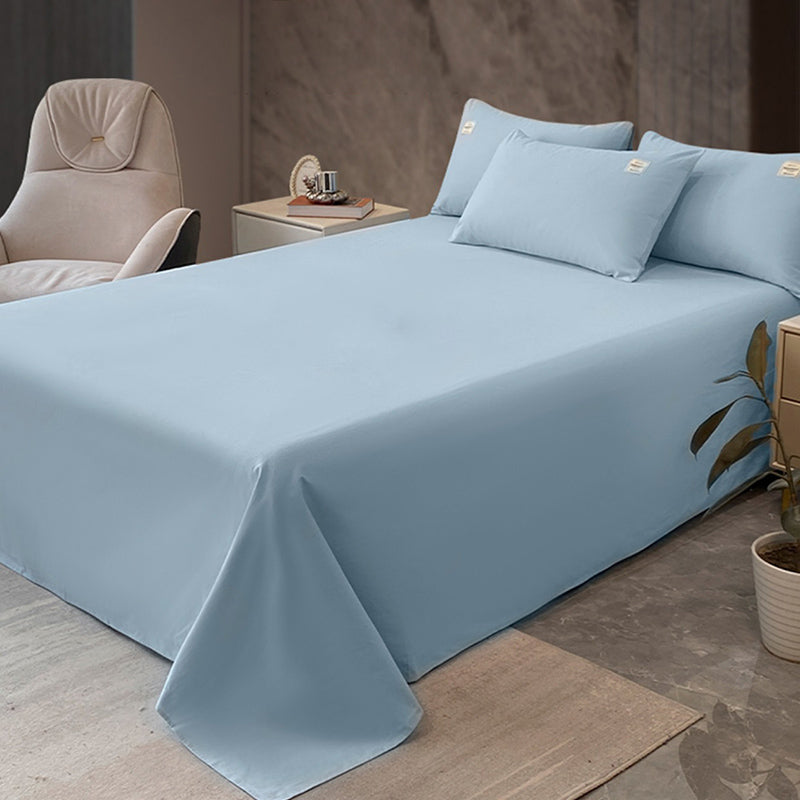 Solid Color Bed Sheet Set 100 Cotton Breathable Bed Sheet Set with Wrinkle Resistant