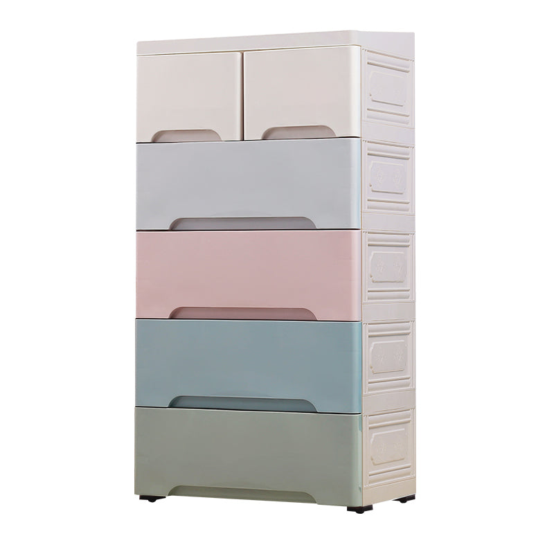 Contemporary Vertical Kids Dressers Plastic Nursery Dresser with Drawers for Bedroom