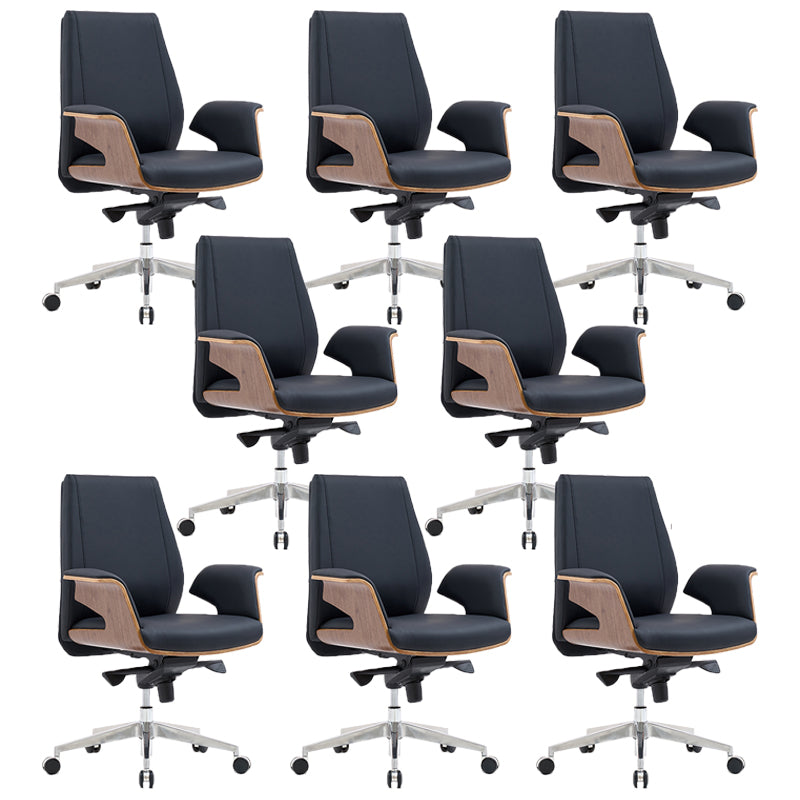 Modern Armless Office Chair Leather Adjustable Seat Height Desk Chair with Wheels