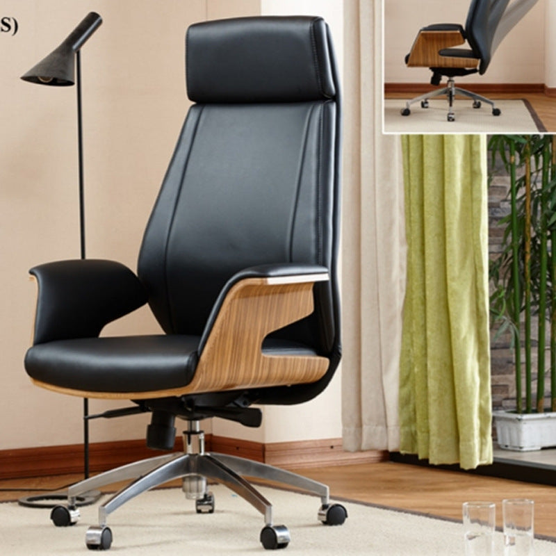 Modern Armless Office Chair Leather Adjustable Seat Height Desk Chair with Wheels