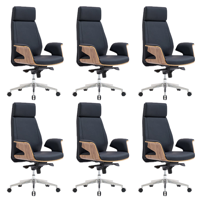 Modern Armless Office Chair Leather Adjustable Seat Height Desk Chair with Wheels