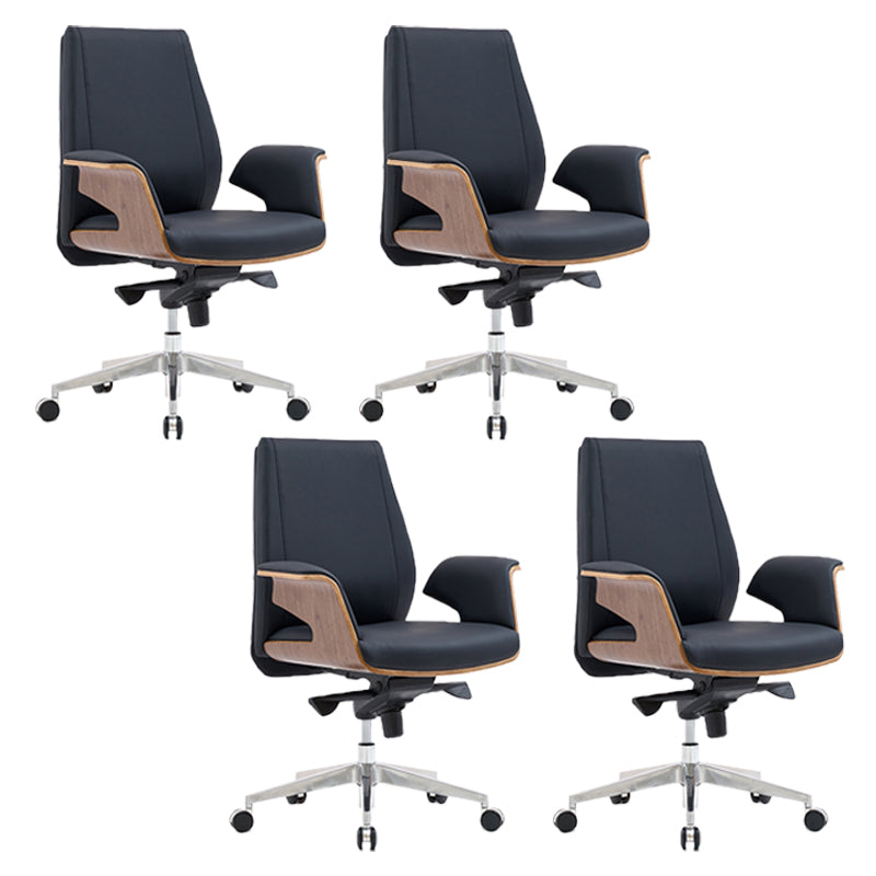 Modern Armless Office Chair Leather Adjustable Seat Height Desk Chair with Wheels