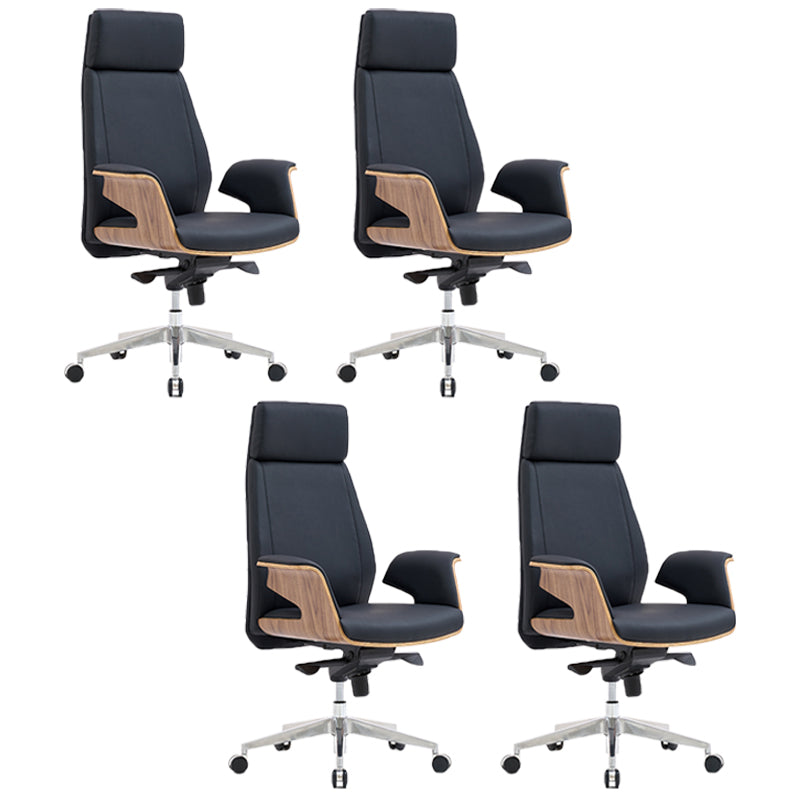 Modern Armless Office Chair Leather Adjustable Seat Height Desk Chair with Wheels