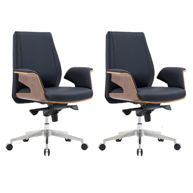 Modern Armless Office Chair Leather Adjustable Seat Height Desk Chair with Wheels