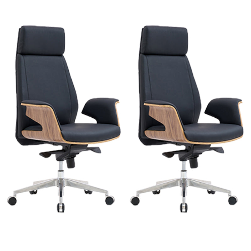 Modern Armless Office Chair Leather Adjustable Seat Height Desk Chair with Wheels