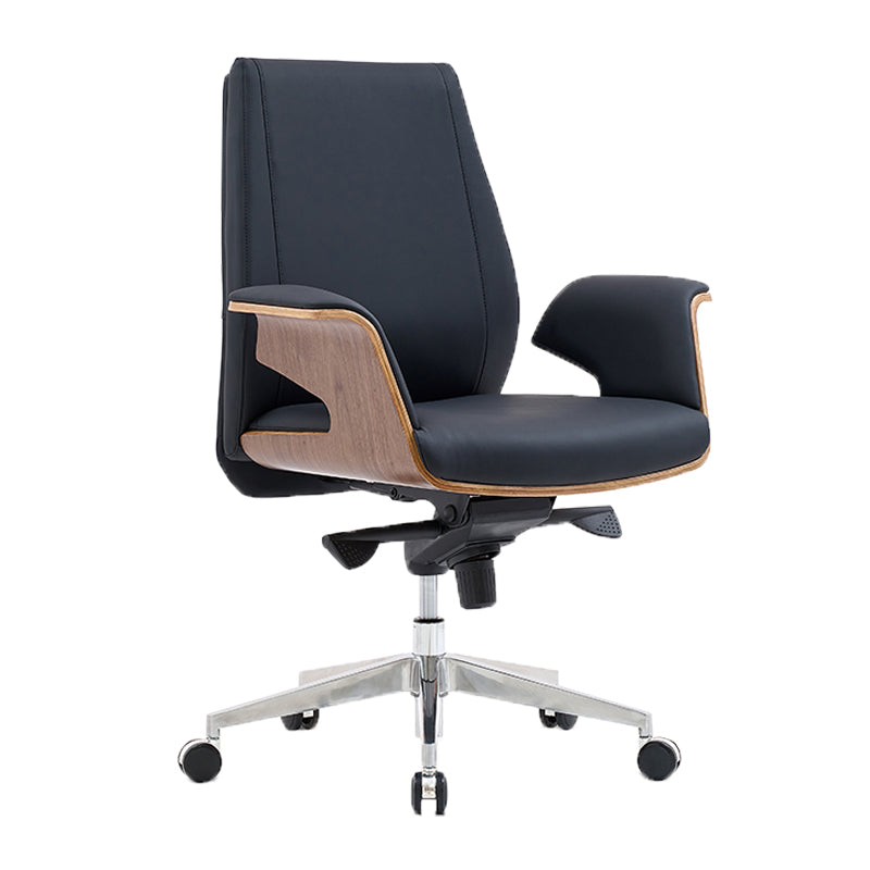 Modern Armless Office Chair Leather Adjustable Seat Height Desk Chair with Wheels