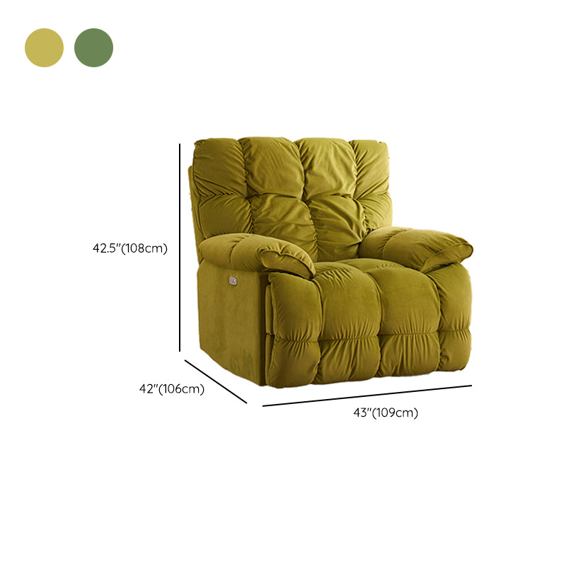 Modern Velvet Recliner Chair Solid Color Standard Recliner with Position Lock