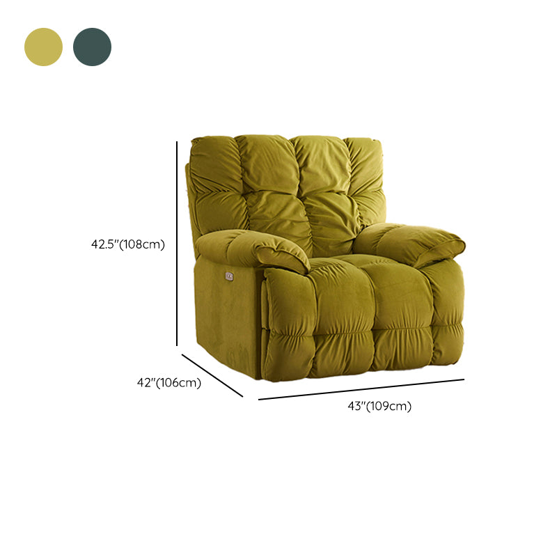 Modern Velvet Recliner Chair Solid Color Standard Recliner with Position Lock