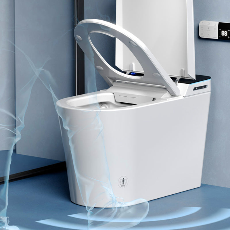 Elongated Smart Toilet Stain Resistant Deodorizing White Floor Mount Bidet