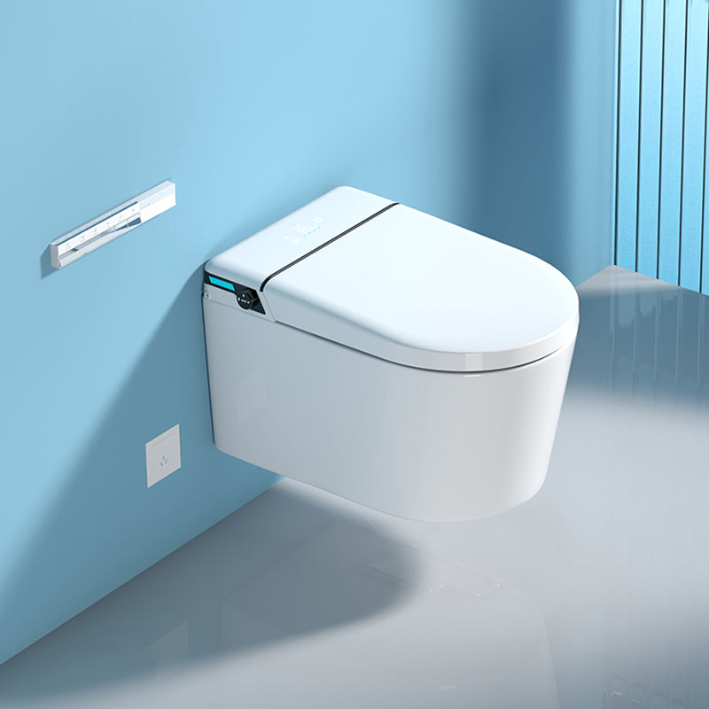 White Bidet Ceramic Heated Seat Elongated Foot Sensor Flush Smart Bidet in Tankless