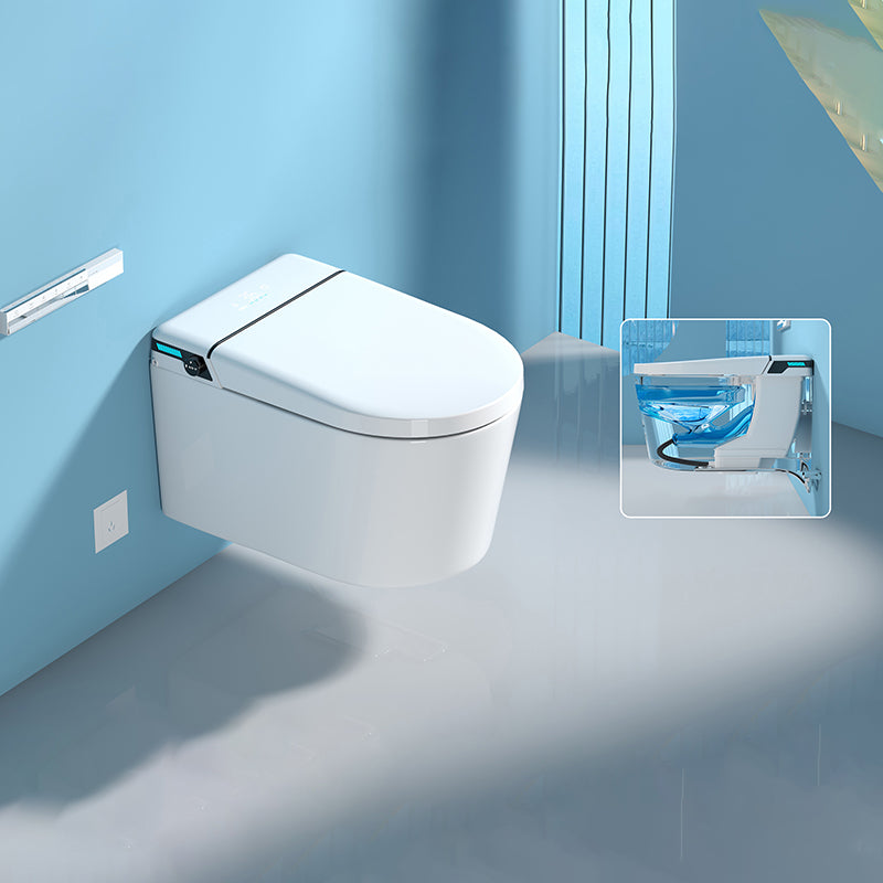 White Bidet Ceramic Heated Seat Elongated Foot Sensor Flush Smart Bidet in Tankless