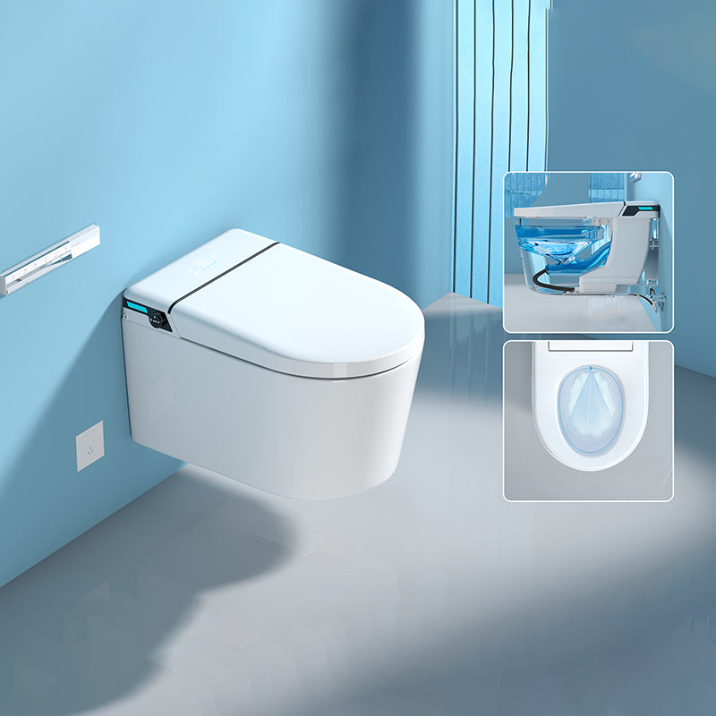 White Bidet Ceramic Heated Seat Elongated Foot Sensor Flush Smart Bidet in Tankless