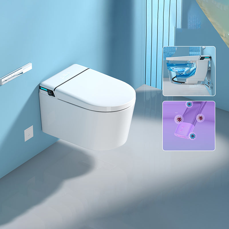 White Bidet Ceramic Heated Seat Elongated Foot Sensor Flush Smart Bidet in Tankless