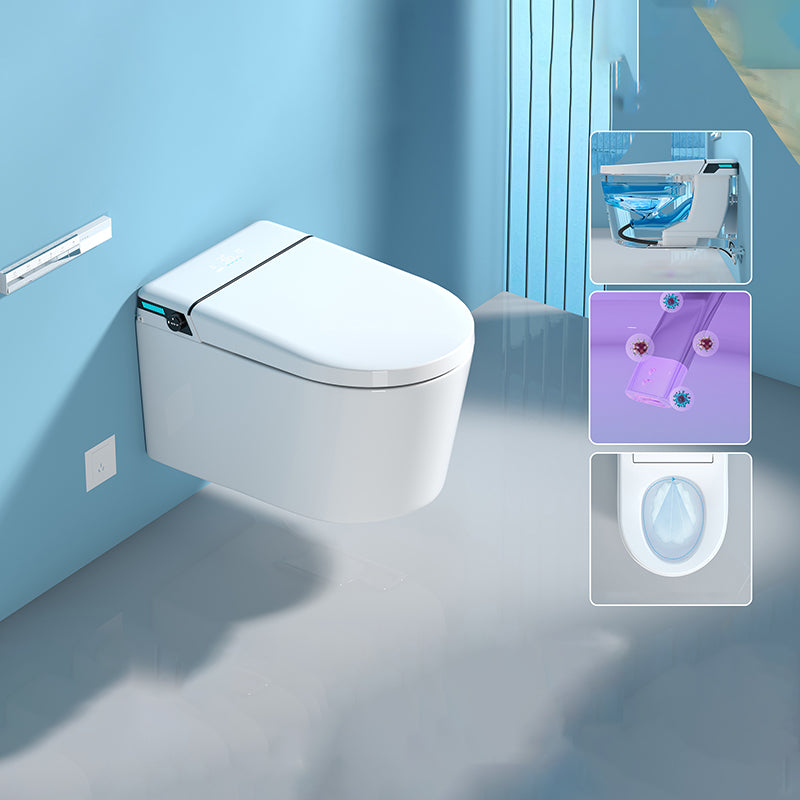 White Bidet Ceramic Heated Seat Elongated Foot Sensor Flush Smart Bidet in Tankless