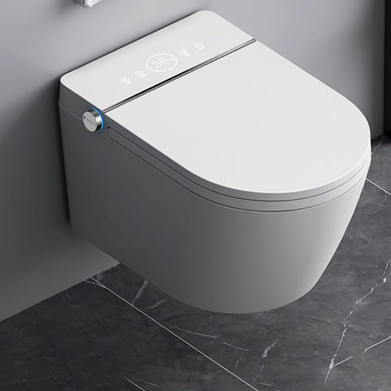 White Smart Toilet Antimicrobial Foot Sensor Elongated Wall Hung Toilet Set