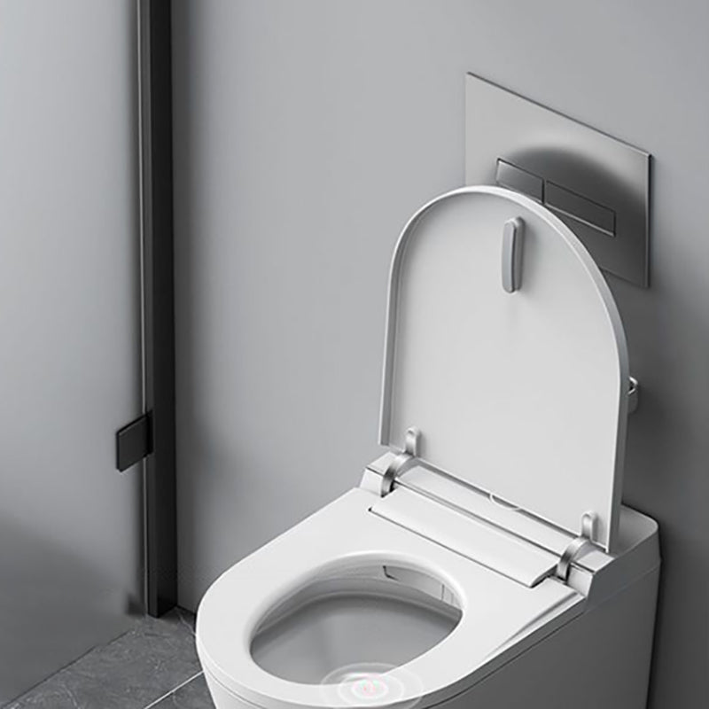 White Smart Toilet Antimicrobial Foot Sensor Elongated Wall Hung Toilet Set