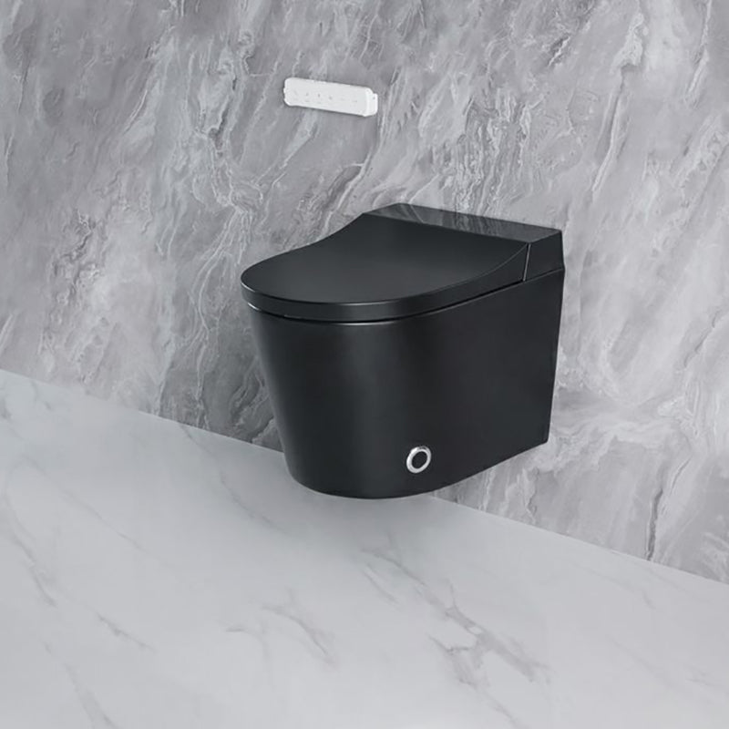 Black Smart Toilet Antimicrobial Foot Sensor Elongated Wall Hung Toilet Set