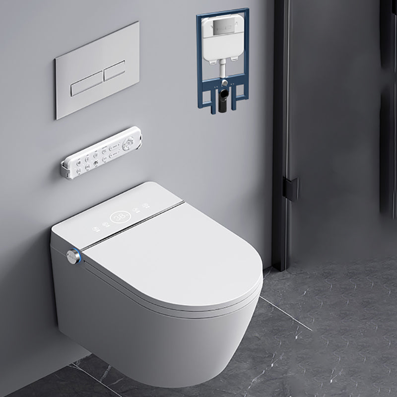 Cotton White Smart Toilet Antimicrobial Foot Sensor Elongated Wall Hung Toilet Set