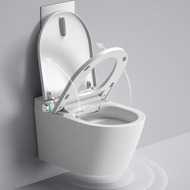 Cotton White Smart Toilet Antimicrobial Foot Sensor Elongated Wall Hung Toilet Set