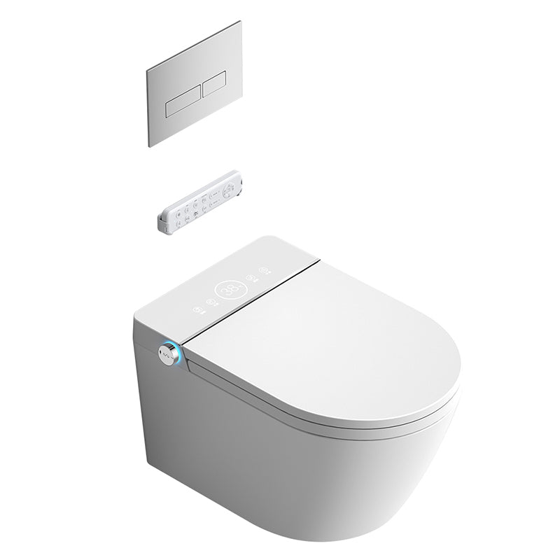 Cotton White Smart Toilet Antimicrobial Foot Sensor Elongated Wall Hung Toilet Set