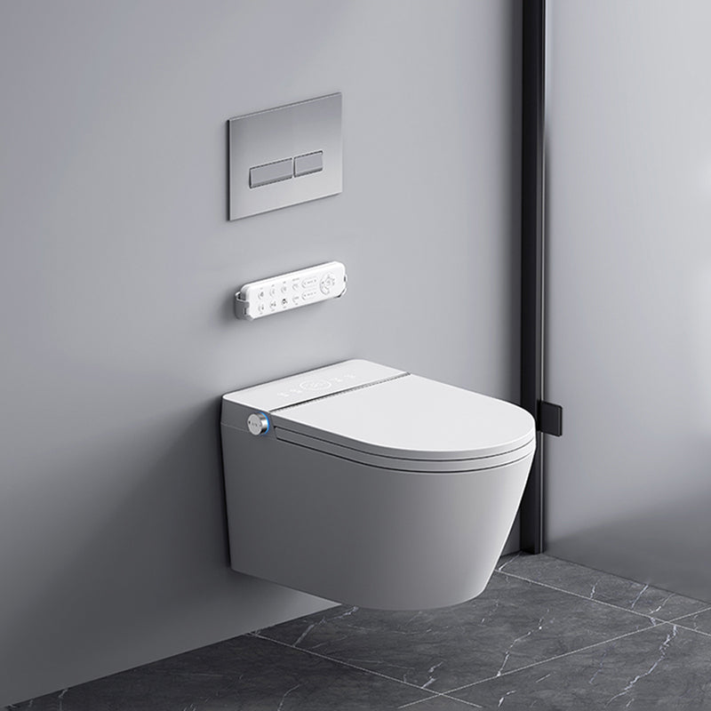 Cotton White Smart Toilet Antimicrobial Foot Sensor Elongated Wall Hung Toilet Set