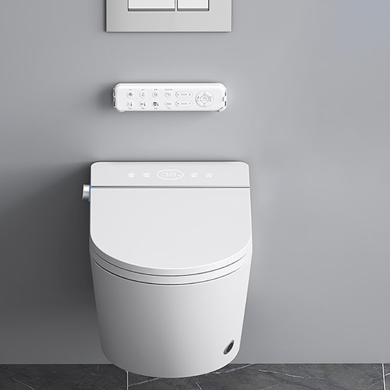 Contemporary Smart Toilet Antimicrobial Foot Sensor Elongated Wall Hung Toilet Set