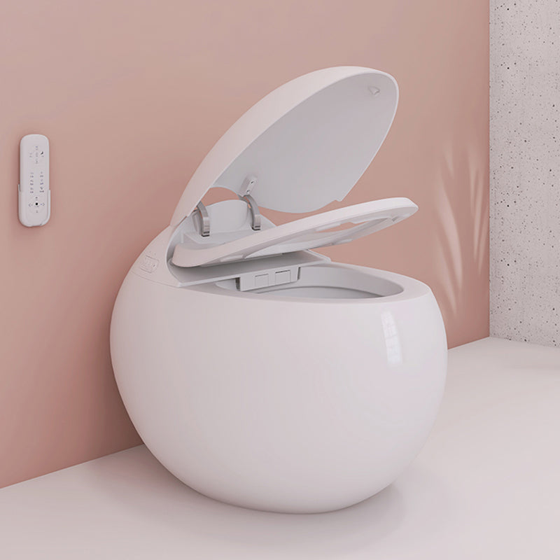 Round Heated Seat Smart Toilet Antimicrobial Foot Sensor Floor Mount Bidet